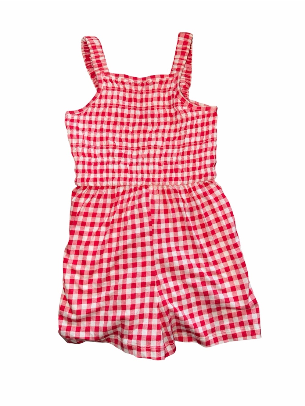 Old Navy Red and White Gingham Smocked Romper